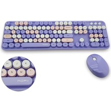 Mofii Kablosuz Klananye ve Mouse Set Bluetooth 104 Tuşlu Pc Notebook Uyumlu Klaynane Nane Fare 136MM x 445MM ZR513 Lila, Coverzone