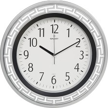 Glx-82-G Dekoratif Kasa Sessiz Akar Mineral Cam Duvar Saati, Beyaz, 35 cm