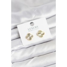 Mena Rise Pirinç Gold Renk Tekli Yonca Kadın Küpe - Lisinya