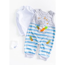 Babymod Tavşan Figürlü Erkek Bebek Tulum Salopet Takım