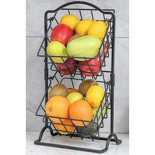 Katlı Metal Mutfak Köşesi Organizatörü - Siyah Meyve ve Sebze Sepeti