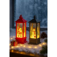 biton  led ışıklı noel feneri 2’li set – noel baba & kardan adam temalı dekoratif yılbaşı lambası 14 cm