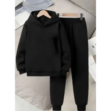 Punix Kids Punıx Kıds Özel Üretim Kapüşonlu Baskısız Düz Renk 3 Iplik %100 Pamuk Kız-Erkek Çocuk Kışlık Eşofman Takımı