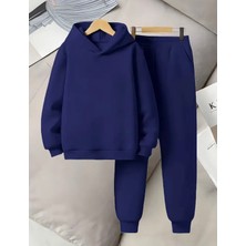 Punix Kids Punıx Kıds Özel Üretim Kapüşonlu Baskısız Düz Renk 3 Iplik %100 Pamuk Kız-Erkek Çocuk Kışlık Eşofman Takımı