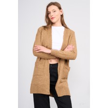 Çetinkaya Miya Mira Modest 2316 Kadın Şal Yaka Akrilik Triko Hırka Deve Tüyü