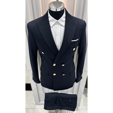 Sabri Zengin Erkek Kruvaze Slim Fit Takım Elbise
