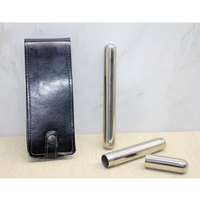 Topdan Deri Kılıflı Ikili Paslanmaz Çelik Puro Tüpü