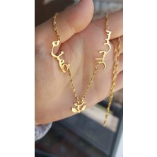 Özgür Takı 925 Ayar Gümüş 24 Ayar Altın Kaplama 2 Isimli Gül Figürlü Kolye