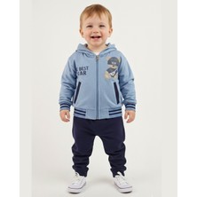 Asliva 3'lü Kışlık Erkek Çocuk Takımı Ayıcık Baskılı Kapüşonlu Eşofman (1-4 Yaş)