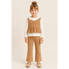 Gigi Giyim Saç Örgü Desenli Yaka Dantel Detaylı Kız Çocuk Takım