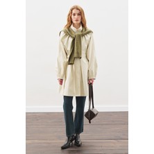 Manuka Oversıze Bağlamalı Midi Trençkot Taş