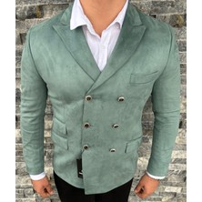 Sabri Zengin Erkek Süet Kruvaze Slim Fit Ceket