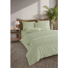 Monolisse Striped %100 Pamuk Ranforce Yezra Yeşil Ipliği Boyalı Nevresim Takımı Tek Kişilik - 160X220 cm