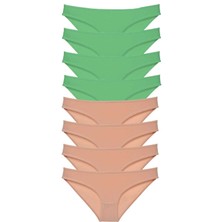 MELENERS 8 Adet Süper Eko Set Likralı Kadın Slip Külot Yeşil Ten