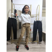 Şimo Butik Çocuk Kanvas Okul Pantolonu Siyah Lacivert Bej