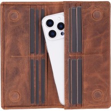 MCM Group Aura Hakiki Deri, El Yapımı, Telefon Bölmeli, Kadın Cüzdanı, Açık Kahve