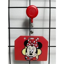 Hediyebum Kırmızı Minnie Mouse Yan Yaka Kart Kılıfı