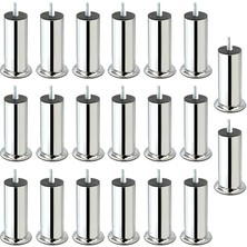 Misda Store Baza Koltuk Kanepe Mobilya Yatak Çekyat Ayağı Ince Diş M8 Metrik 8 mm Krom Metal Ayakları 15 cm 20 Adet