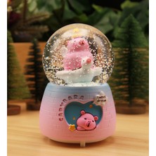 Capybara (Kapibara) Işıklı ve Müzikli Kar Küresi Büyük Boy - Pembe