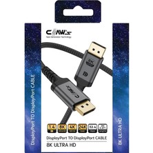 Yenibağ 8k UHD Displayport V1.4 32.4 Gbps / 24K Gold/alüminyum Gövdeli 8k 60Hz-4K 120Hz-2K 240HZ-FHD 240Hz Destekli G-Sync & Freesync 2 Metre Premium Displayport Kablo (C-Dpp-B1)