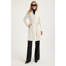 Home Store Uzun 3 Düğme 2 Cep Dik Yaka Kuşak Bağlı Kaban