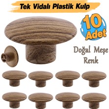 Badem10 Tek Vidalı (10 Adet) Bolina Dış Bükey Plastik Düğme Kulp Kubik Doğal Meşe Dolap Çekmece Kulpu Kulbu