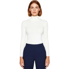 Ersefa Kadın Casual Günlük Esnek Vücuda Oturan Balıkçı Yaka Uzun Kollu Örme Bluz Cool & Comfort Tarzıyla