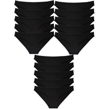 MELENERS 15 Adet Süper Eko Set Likralı Kadın Slip Külot Siyah