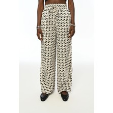Orfeonegro Kadın Desenli Beli Lastikli Bol Paça Pantolon