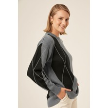 Ftz Women Kadın Baklava Desenli Kazak  Gri 25094