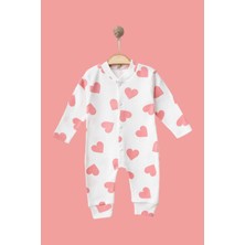 Dinamik çocuk Bebek Kalpli Baskılı Fitilli Kumaş Çıtçıtlı Yenidoğan Bebek Tulumu %100PAMUK Esnek 1-3-6AYLIK