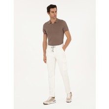 Cacharel Erkek Beyaz Straight Fit Kadife Kargo Cepli %100 Pamuk Kanvas Pantolon 50294013-VR013