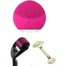 Yüz Temizleme Aleti,dermaroller 540 Iğneli Cilt Yenileme Aleti, Jade Roller 2'li Yeşim Taşı