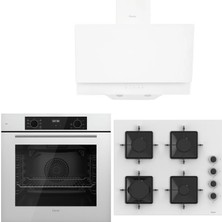 Ferre Whıte Plus Serisi 3lü Cam Ankastre Set (QBL63CB-SS206-D017)