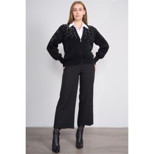 Çetinkaya Miyamira 7535 Yüksek Bel Geniş Paça Pantolon Siyah