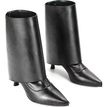 Gökhan Talay Lazuno Siyah Cilt Esnek Yumuşak Kaymaz Taban Yakalı (6cm) Streç Bot