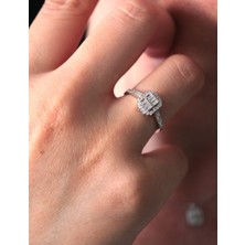 Besen Gümüş Baget Taşlı Gümüş Yüzük