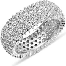 Gumush Gümüş 5 Sıra Beyaz Tamtur Bayan Alyans Yüzük