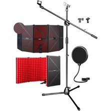 PF-44X Red Mikrofon Standı Filtre ve Ses Yalıtım Izolasyon Paneli
