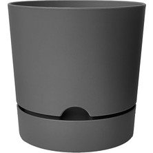 Begonya Saksı Tabaklı Drenajlı Mat Plastik Çiçek Saksısı (Gri, 3.3 Litre)