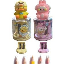 Artlantis Mini Figürlü Sevimli 2 Li Kalem Traş 2 Adet Hazneli Kalemtıraş Çift Bıçaklı Kalem Açacağı Figürlü No2 Jumbo ve Standart