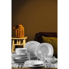 Porselen Çisil 18 Parça 6 Kişilik Yemek Takımı, Krem