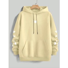 Punix Punıx Büyük Beden Özel Tasarım Kapüşonlu Minimal Kelebekler Baskılı %100 Pamuk Oversize Kadın Sweatshırt