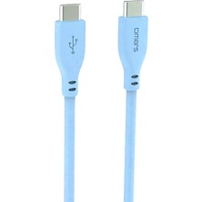 Type-C To Type-C Silikon Pd Hızlı Şarj Kablosu Mavi