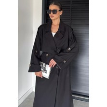 Gülseli Kadın Iç Astarlı Bel Kuşak Detaylı Çift Cepli Uzun Trençkot P-00018914