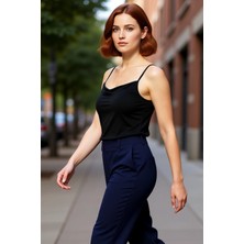 PayBuy Kadın Degaje Yaka Ince Askılı Sandy Dokuma Polyester Bluz Günlük Casual Kullanım Için Şık ve