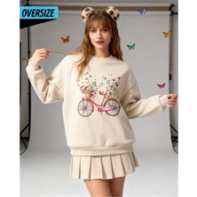 Hena Butterfly Ride Oversize Sweatshirt Bej