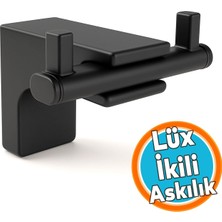 Nzb Şık Tasarım Siyah Ikili Askılık Vidalı Paslanmaz Metal Duvar Askısı Banyo Mutfak Tuvalet Için Modern