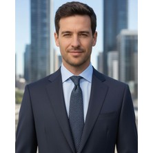 1001 Kravat Mavi Desenli 8 Cm Genişliğinde Klasik Kravat