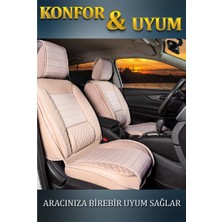 Audi A1 Serisi Deri Oto Koltuk Kılıfı Ön Arka Set Plus Serisi Bej Scr